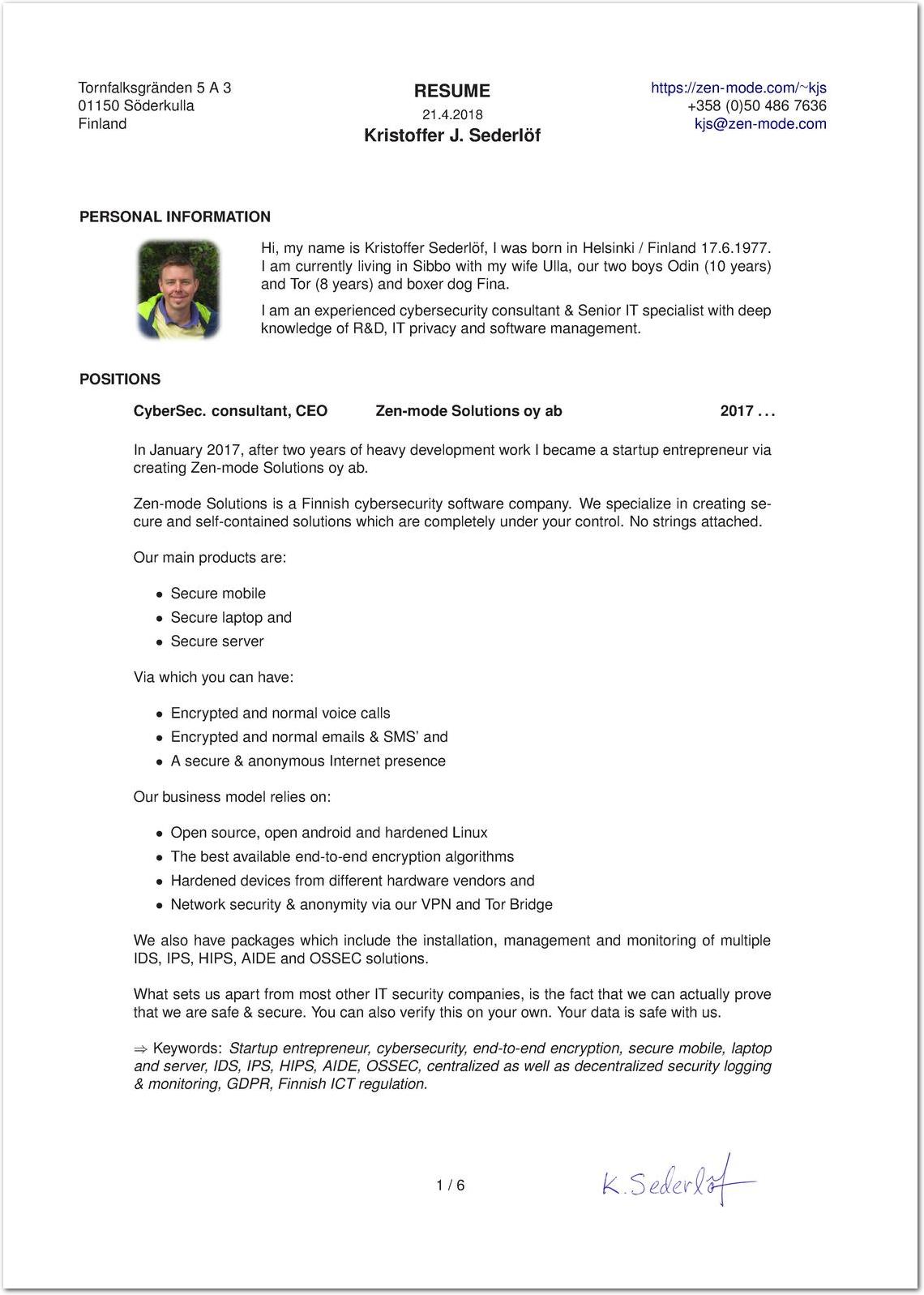 RESUME page [1/6]